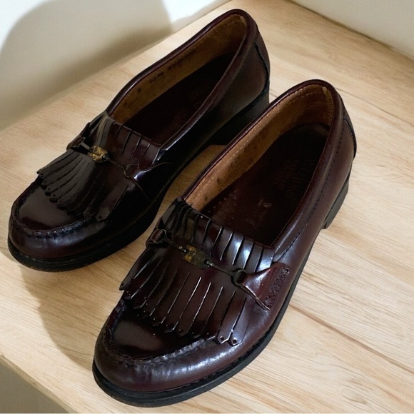 G.H.Bass Weejuns Oxblood Leather Loafers Kiltie Horse-Bit Vintage 80’s Size 6 - Picture 12 of 14